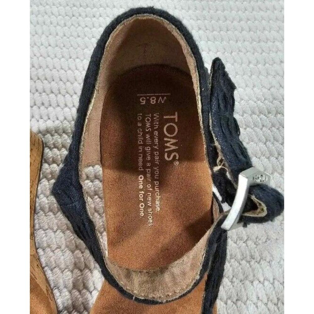 Toms Shoes Womens 8.5 Wedge Heel Sandal Dark Blue - Picture 3 of 6